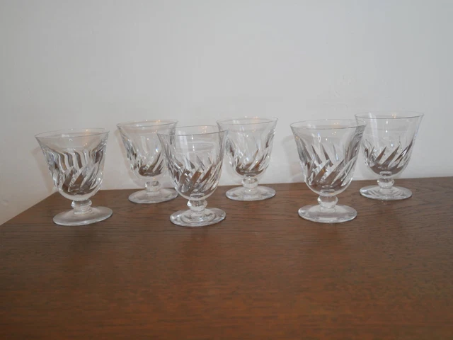 lot 6 verres vin blanc ou porto cristal taillé Baccarat modèle Beauchêne 02