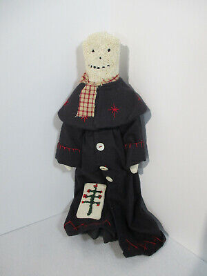 Folk Art Snowman Doll Primitive Holiday OOAK Artist Signed D Kalafa Vtg 1998 2