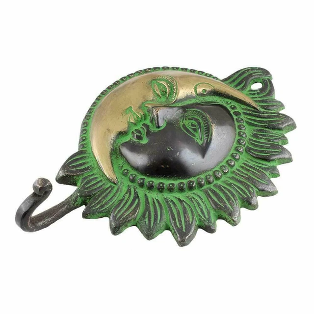 Handmade Brass Designer Sun Moon Cloth Key Wall Hook Coat Hanger Holder