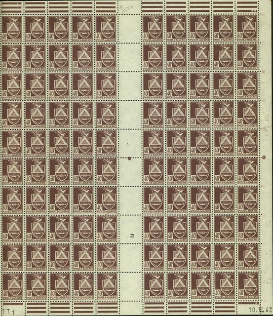 Algeria 1942-French Colony-MNH stamps.Yvert Nr.:186. Sheet of 100 (EB) AR1-00405