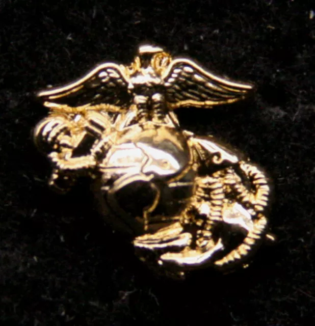# MINI US MARINES 3d EAGLE GLOBE ANCHOR EGA 1/4" GOLD HAT LAPEL PIN UP USMC VET