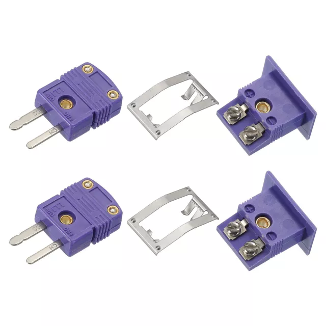 E Type Thermocouple Wire Connectors Male Plug with Panel Mount Mini Socket 2 Set