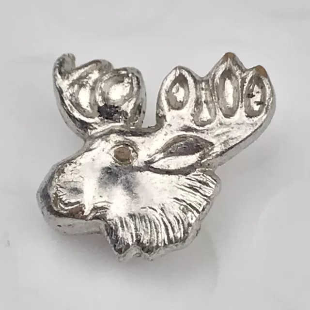 Moose Pin Vintage Small Jeweled Eye￼ Silver Tone