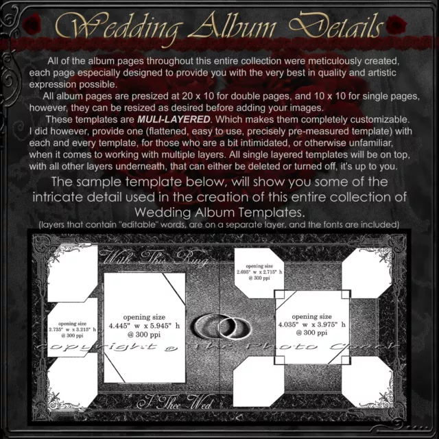 Digital Wedding Albums Photoshop Templates, Photography Backgrounds 4 DVD's 1F 3