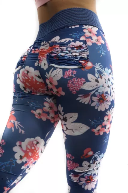 TF FLORAL SCRUNCH Leggings, Blue Floral (Alphalete, CLS, Cute