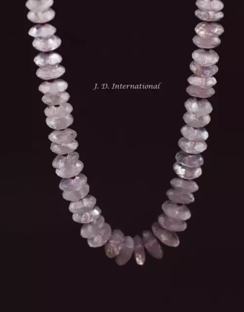 Gem Multi Color Rose Quartz & Rhodolite Faceted German Cut Roundel Bead Necklace