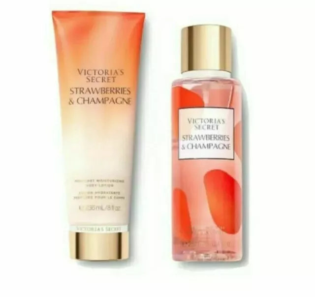 VICTORIA SECRET VS Strawberries and Champagne Fragrance Body Mist & Lotion NEW