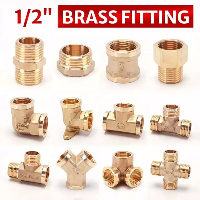 1/2" BSP TAPER THREAD x HOSE TAIL END CONNECTOR BRASS FITTING FOR AIR WATER FUEL