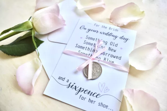 Sixpence ‘Something Old, New..’ Bride Wedding Day Shoe Silver Coin. Pink Or Blue