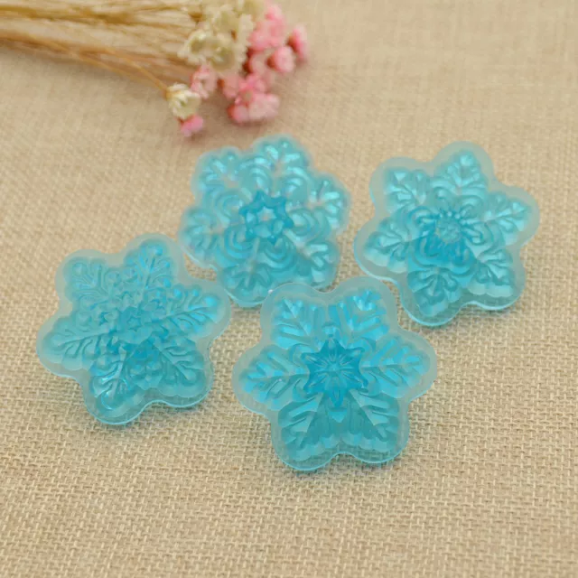 4pcs Snowflake Plunger Mold Fondant Cake Cookie Sugarcraft Cutter Baking Mould