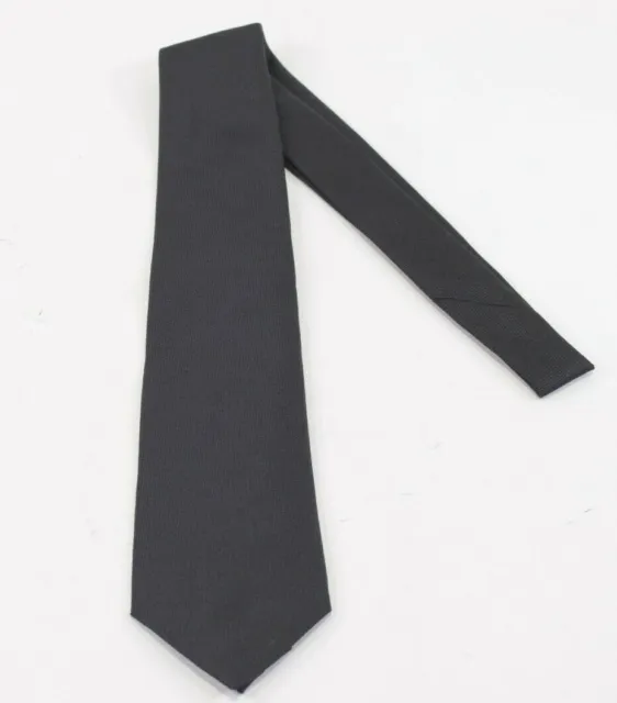 Luciano Barbera NWT Neck Tie In Solid Black Textured Basketweave Silk