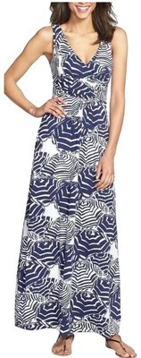 LILLY PULITZER maxi dress sloane oh cabana boy umbrella print beach blue white S