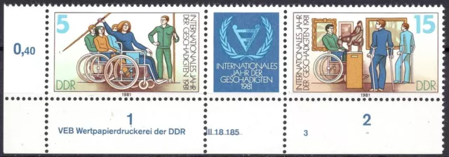 DDR 1981 Mi.Nr. 2621-2622 ** postfrisch Eckrand mit DV Druckvermerk FN 3