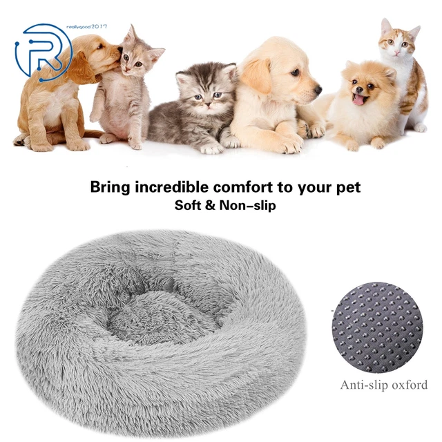 Donut Plush Pet Dog Cat Bed Fluffy Soft Warm Calming Bed Sleeping Kennel 16-47"