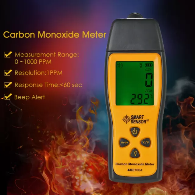 Carbon Monoxide CO Gas Meter Tester Monitor Detector Gauge 0-1000ppm AS8700A