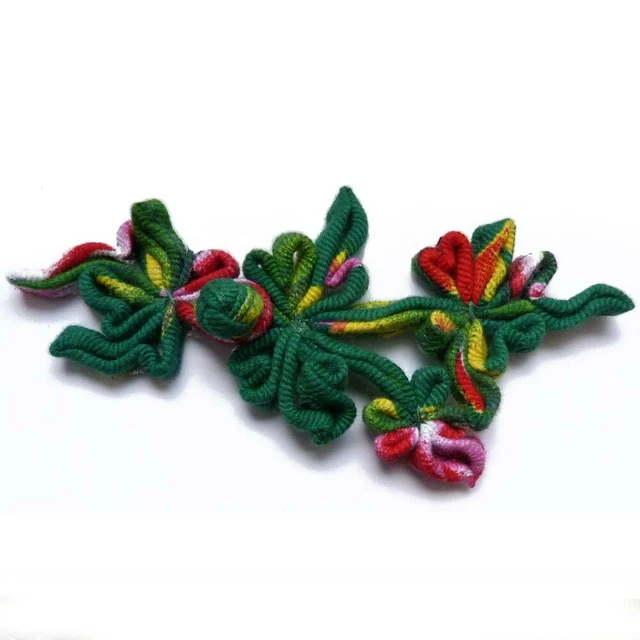 1 grande boutonnière brandebourg bouton chinois asymétrique coton vert foncé