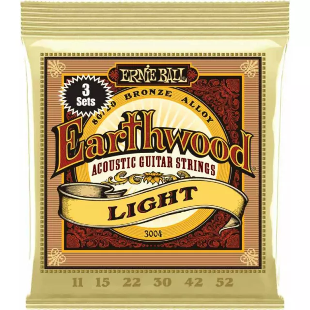 Ernie Ball 3004 - 3 jeux de cordes acoustiques - Earthwood 80/20 Bronze - Light