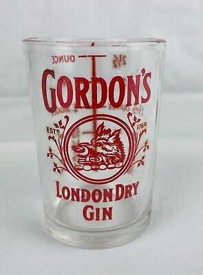 Vintage Shot Glass Gordon’s London Dry Gin Jigger Travel Souvenir Barware