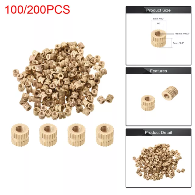 M3 M4 Brass Knurled Nuts Threaded Round Insert Embedded Nuts (4/5/6mm OD)