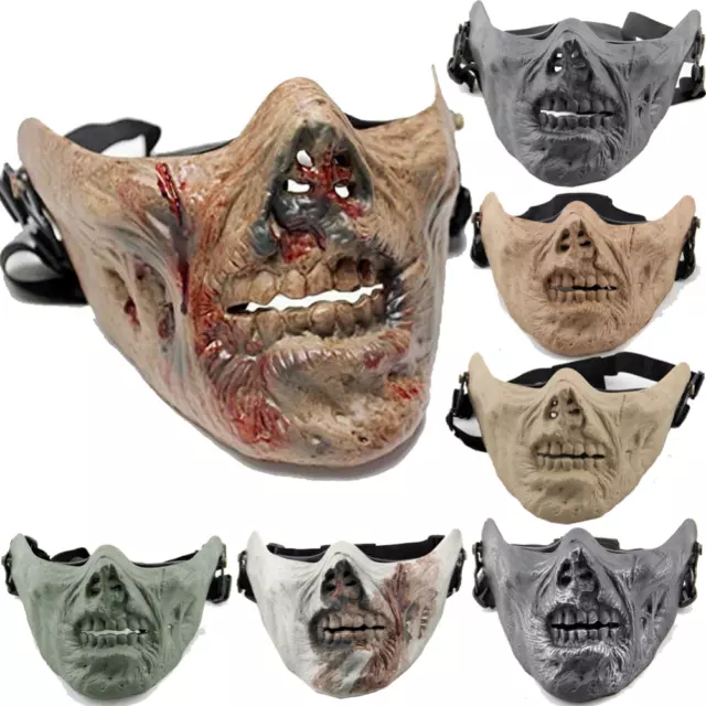 Halloween Party Half Face Mask Airsoft Skull Mask Motorcycle A+ Skeleton  Costume