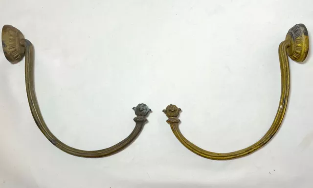 pair of antique 19th century gilt bronze ornate Victorian wall hooks bracket .