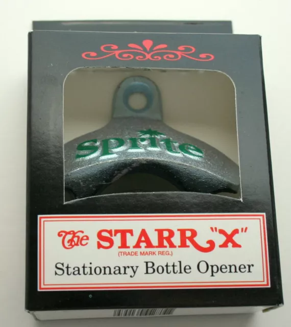 Vtg Style Cast Iron Wall Mount Sprite Lime Soda bottle opener STARR X 1990s 2