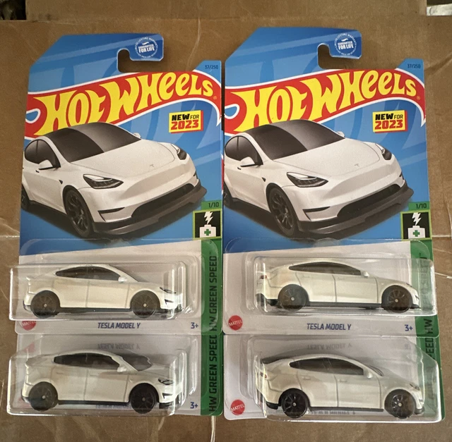 2023 HOT WHEELS GREEN SPEED TESLA MODEL Y White LOT OF 4 Ships Free 