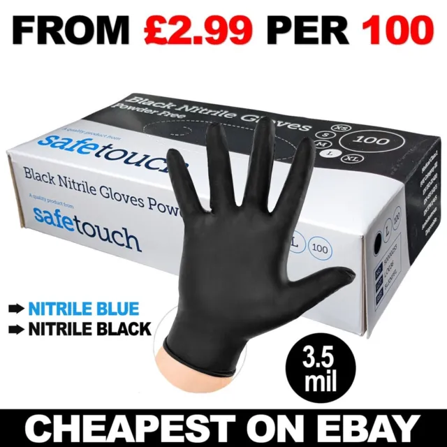 Black Nitrile Powder & Latex Free Thick Disposable Gloves Tattoo Mechanic 100