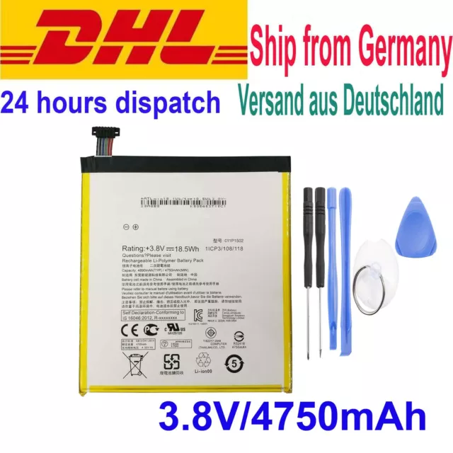 Akku für Asus ZenPad 10 10.1 P023 Z300C ZD300M C11P1502 Accu Battery batterie