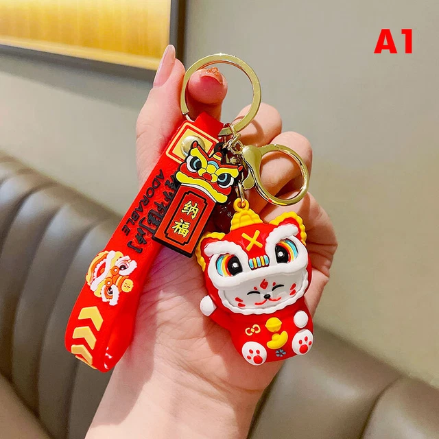 Creative Keychains 2022 New Year of the Tiger Lucky Cat Pendant Cartoon Acrylic