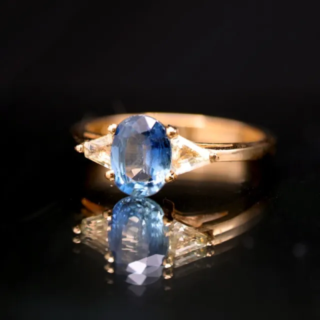 Corn Flower Blue Sapphire Sapphire Ring | 14K Gold, Size 6.5, Trillion Cut