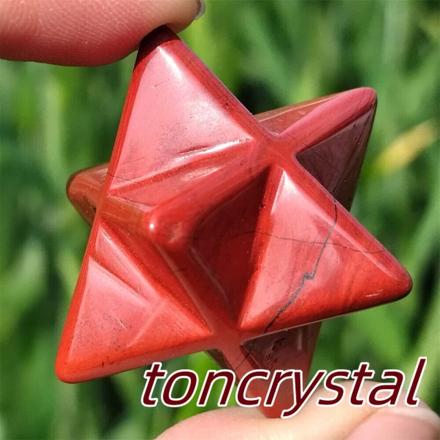 1.5" Natural Red Jasper Quartz Carved Crystal Merkaba Star Point Chakra Skull 1X