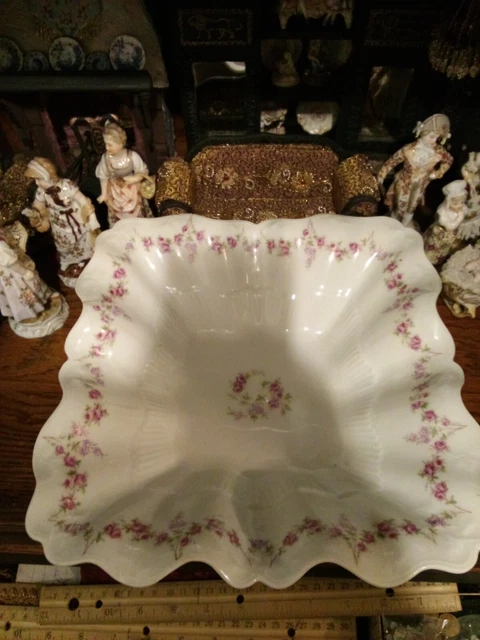 porcelain antique 9" serving bowl CT austria Germany vintage rose square