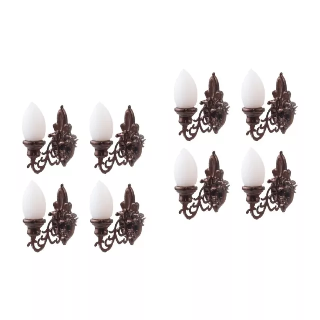 8 Pcs Dollhouse Wall Light Abs Miniature Lamp Tiny Lamps Village Lamppost Model