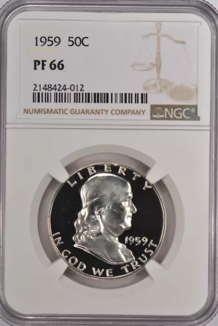 1959 Franklin Half Dollar Proof NGC PF 66 PR66 Frosty Coin 50C