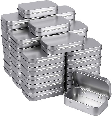 40pcs Metal Rectangular Empty Hinged Tin Box Containers Mini Portable Small Box