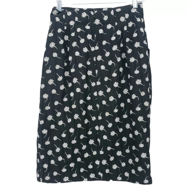 JLS Boutique Jean Louis Scherrer Paris Skirt France Black White Floral Size 40 2