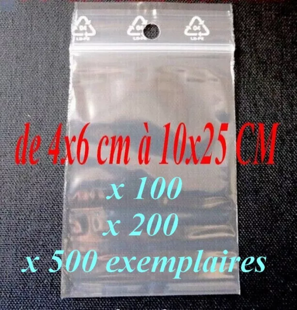 Sachets zip plastique Transparent Pochette pression 50 microns plusieurs formats