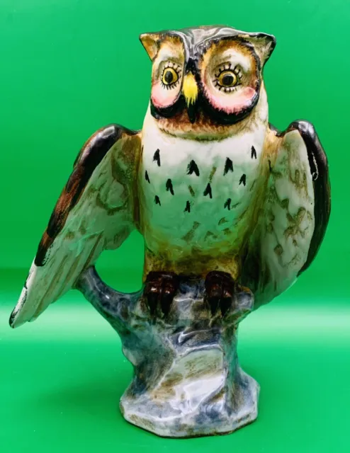 Vtg Ugo Zaccagnini Italian Art Pottery Owl Figurine c1937-50 Signed 6.25” Italy