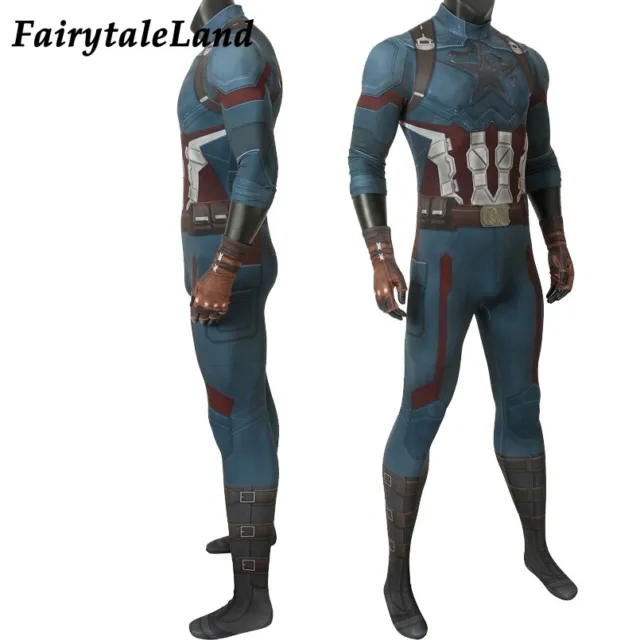 The Avengers Infinity War Captain America Jumpsuit Cosplay Costume With Gloves