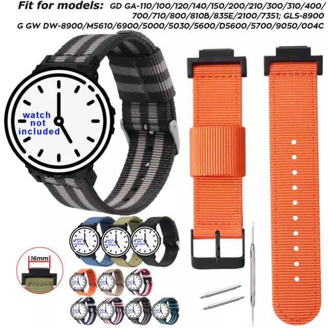 16mm Gewebtes Nylonband Für GA110 G-5600 GW-M5610 DW6900 Uhrenarmband Anschluss