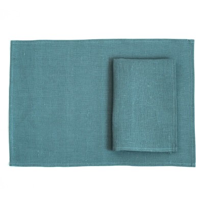 4-er Pack lin Platzsets-Tischsets Tissu-aigue marine bleu 35 x 50 cm 