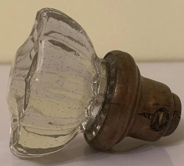 Door Knob Crystal 12 Point Antique Victorian Reclaimed Salvage Hardware Chipped 3