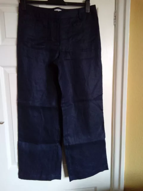 Monsoon Dark Blue Linen Linen Trousers  ~ Size 12 ~