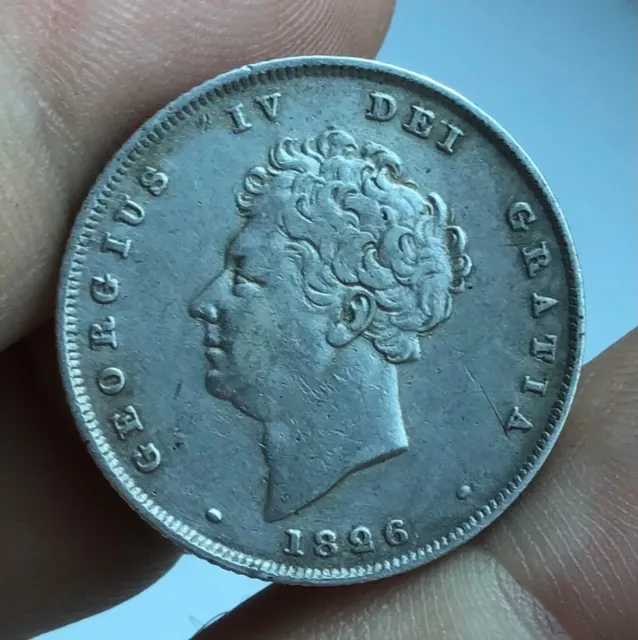 1826 British George IV One Shilling Silver Coin Nice Grade. See Video Pics #3388