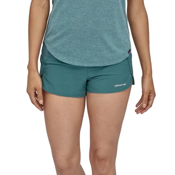 PATAGONIA Women’s Strider Running Shorts 3.5” Teal Size Small