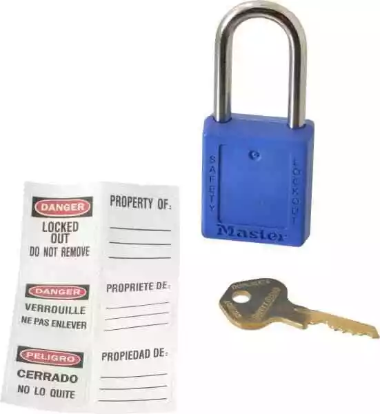 Master Lock 410BLU Nonconductive LOTO Lockout Tagout Padlock, Keyed Differently