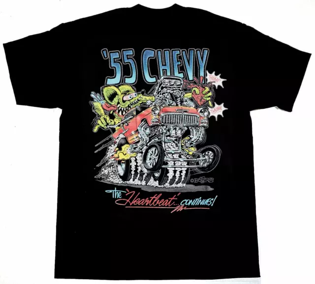 55 Chevy Ed Big Daddy Roth Rat Fink Shirt Black Classic Unisex S-5XL NE1736