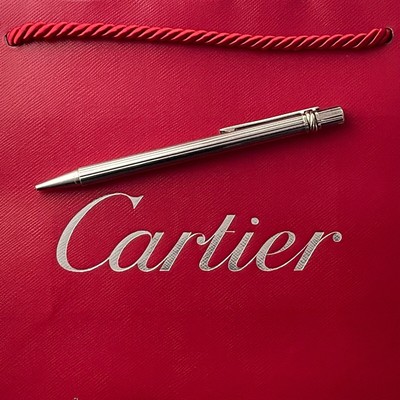 PENNA SFERA Must De Cartier TRINITY ORO epoca GOLDEN BALLPOINT PEN BOX plaque or 