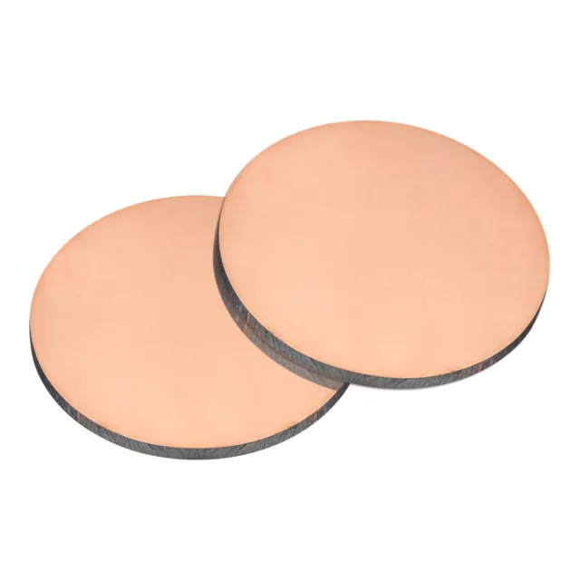 Pure Copper Sheet, 2pcs 2" x 0.1" 10 Gauge T2 Copper Metal Round Plate